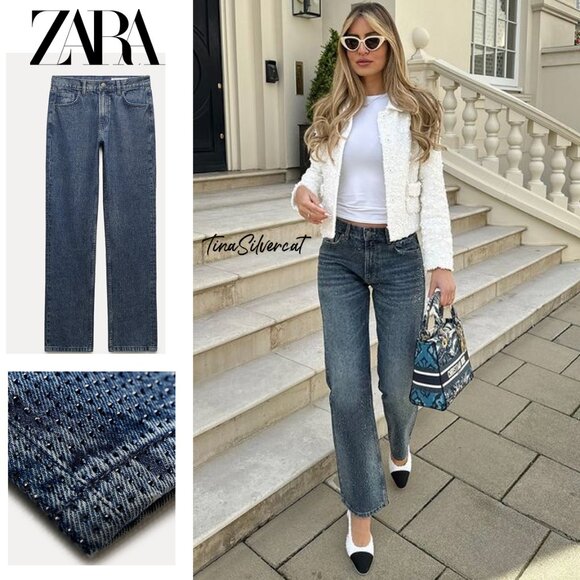 BLOGGER'S FAVE! Zara Rhinestone Jeans NWT